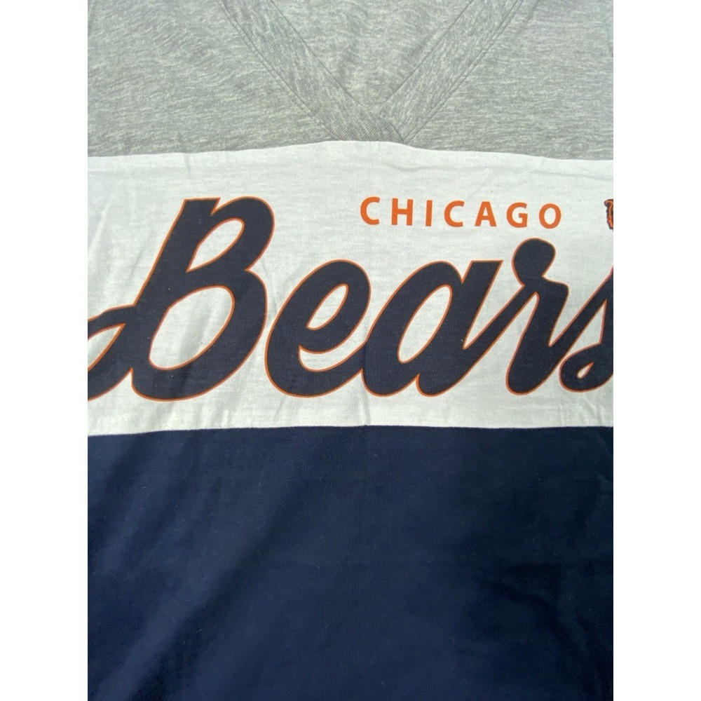NWT NFL Team Apparel Women Shirt S Spellout CHICAGO BEARS Colorblock Striped NEW